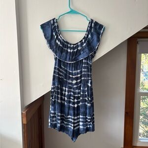Blue and White Tie-Dye Romper